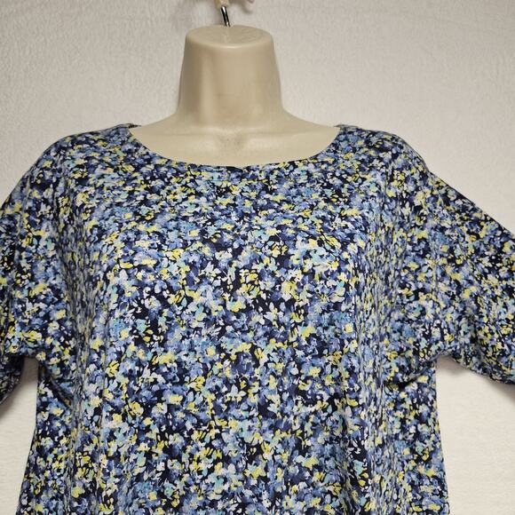J Jill Womens SZ M Luxe Supima Tee Ditzy Floral Cottagecore Feminine Classic - Picture 3 of 7